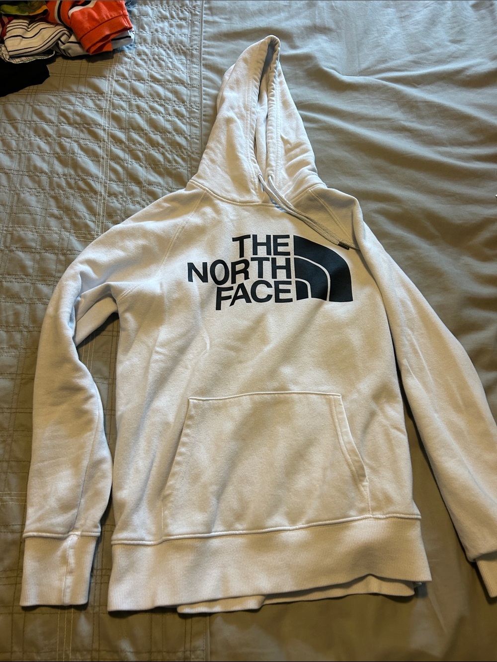 The North Face Light Gray Hoodie with Black Logo